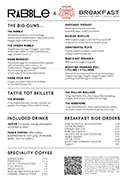 House Of Appin Breakfast menu at Rabble
